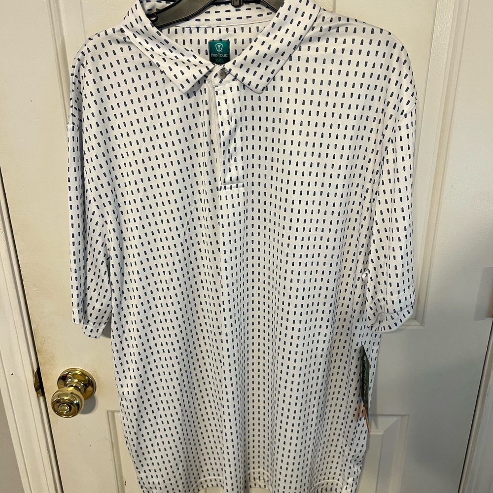 PGA Tour White Polo with lighthouses